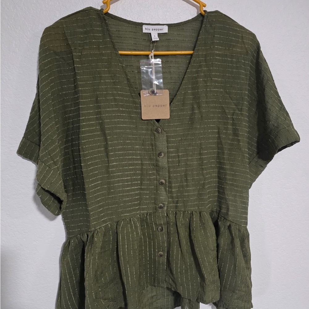 Olive Button-Down Blouse